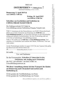 In 2 ½ Wochen sind